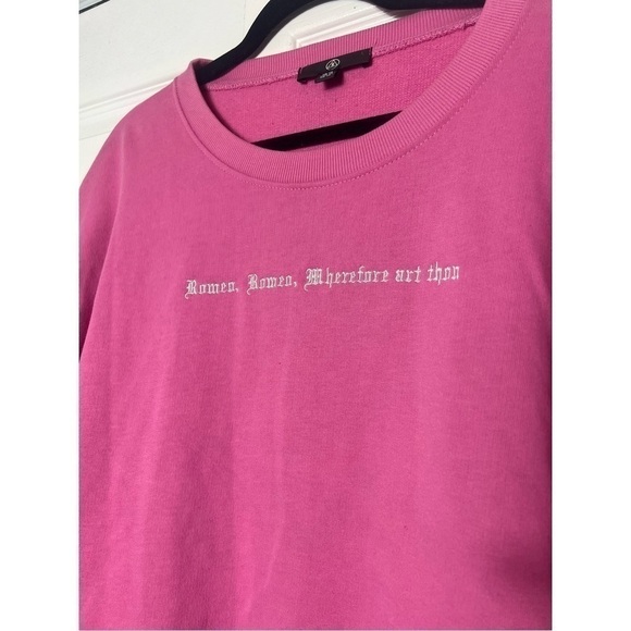 Missguided Rose Pink Romeo Cropped Pullover Relaxed Sweatshirt Size 12 Large - Picture 6 of 9